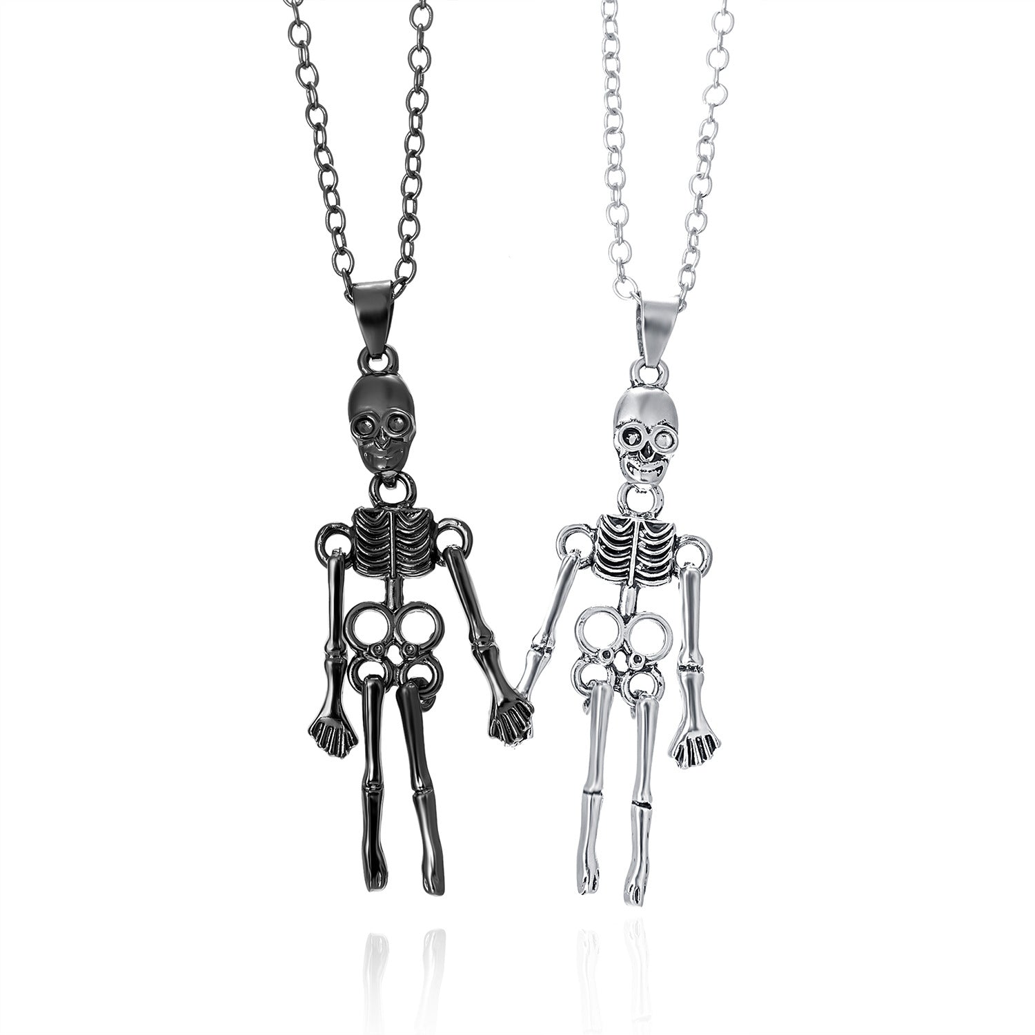 Wholesale Vintage Skeleton Ghost Love Magnetic Suction Handle Pendant Alloy Necklace